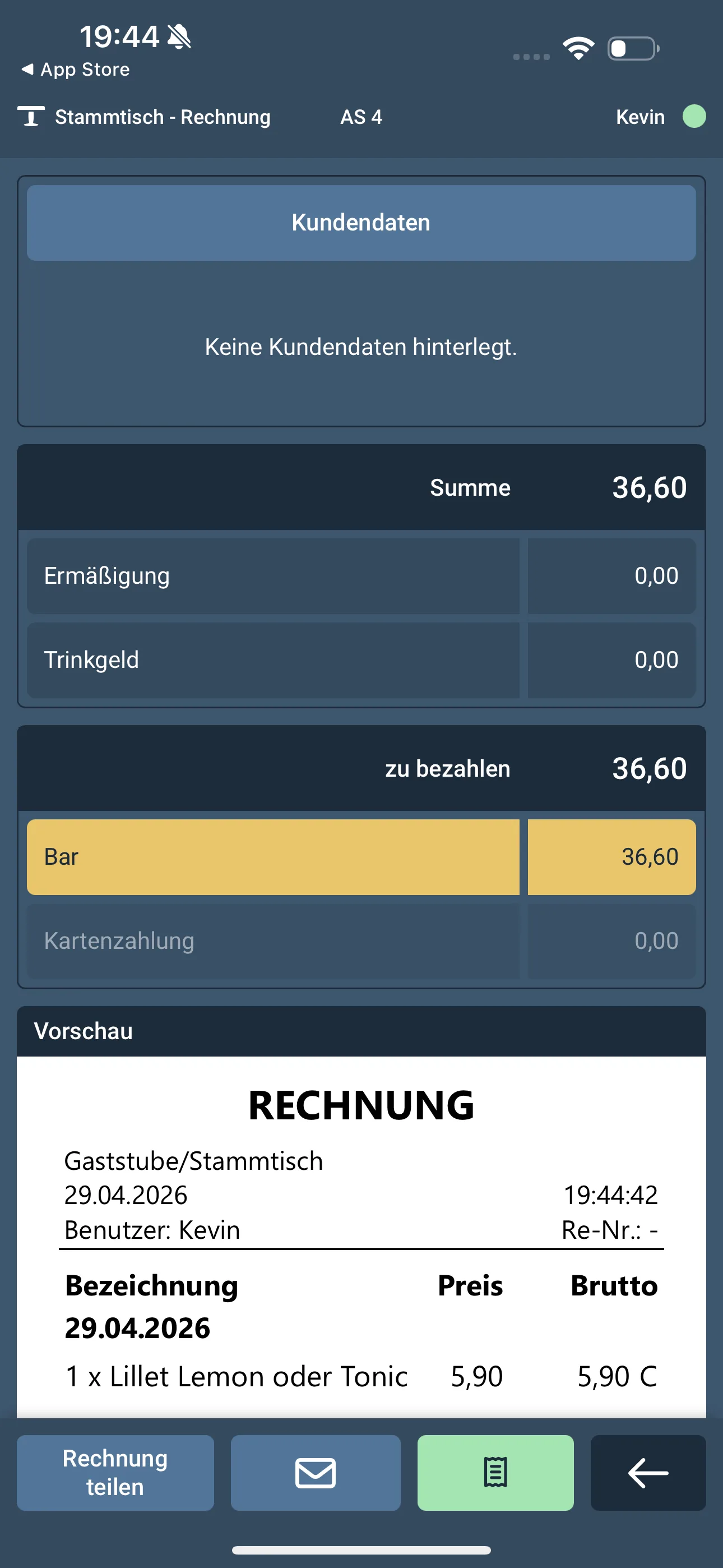 Rechnungserstellung – Mobile