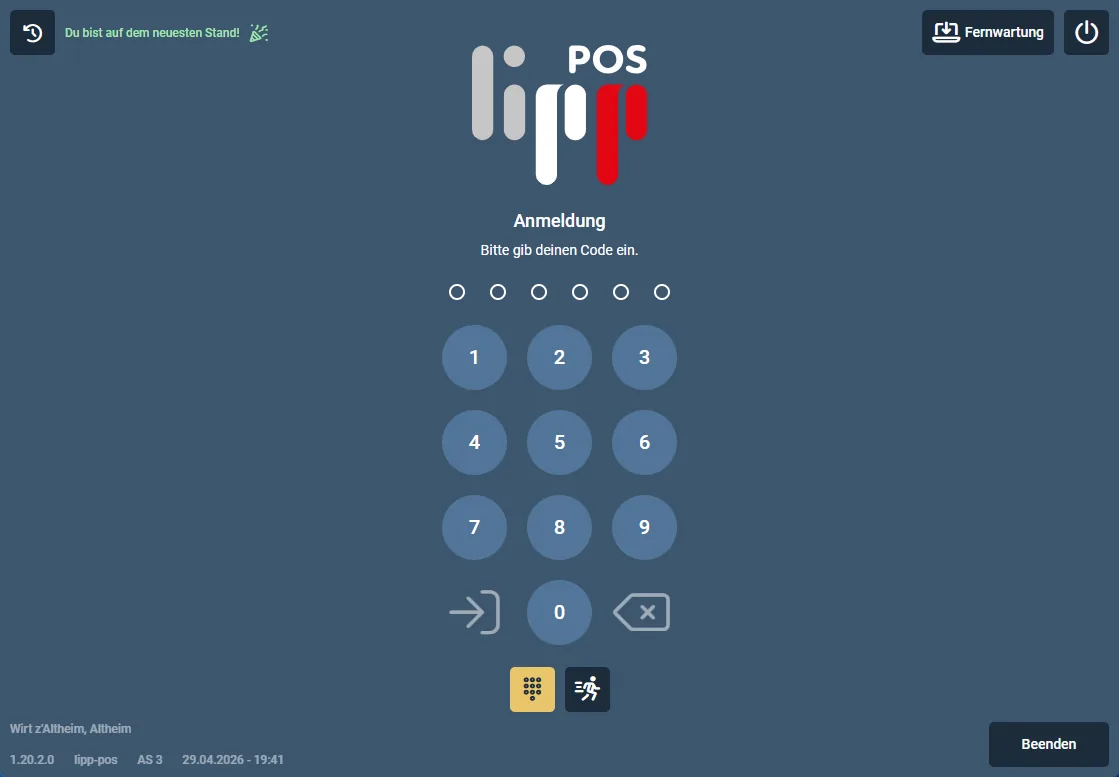 Anmeldung – Desktop